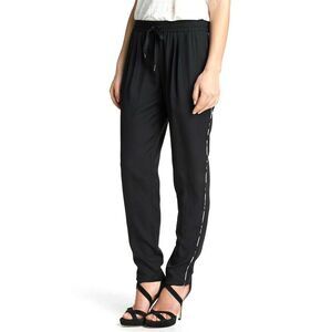 Joie Sayla B Piped Pants Womens XS Caviar Black Viscose/Silk New w/ Tag NWT $268